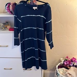 Lou and Grey Navy Tie Die Shift Dress Sweatshirt Striped